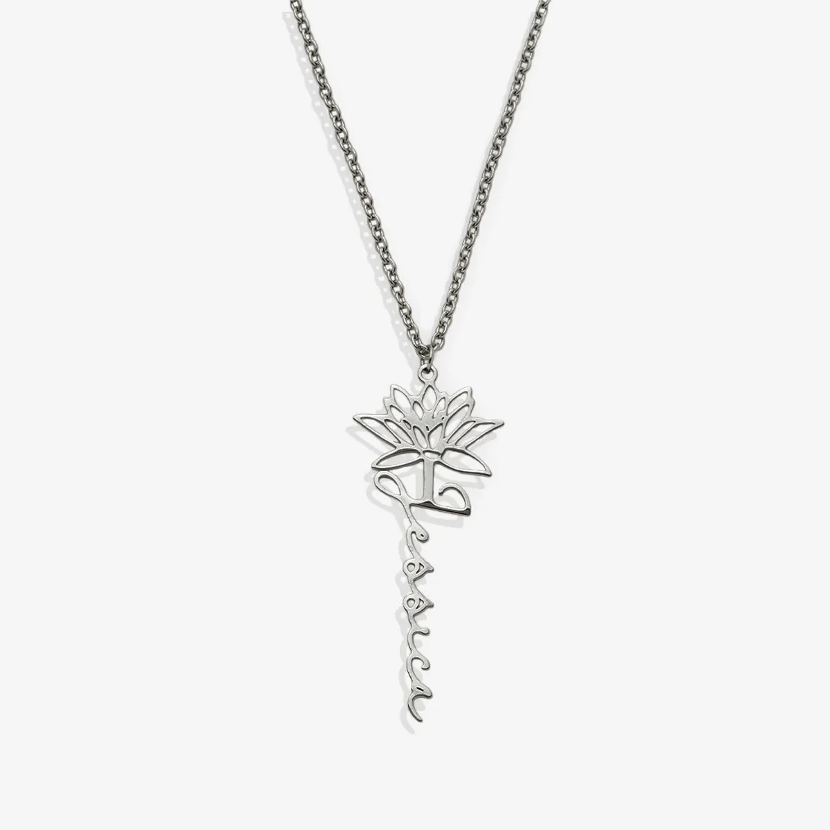 Sterling Silver Birth Flower Name Necklace