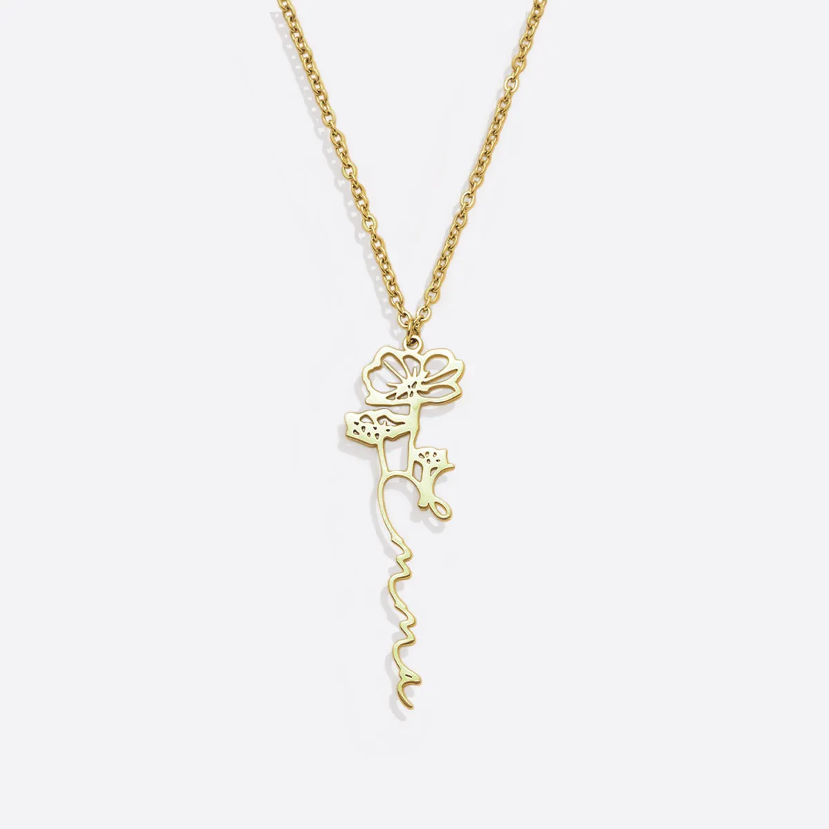 Sterling Silver Birth Flower Name Necklace