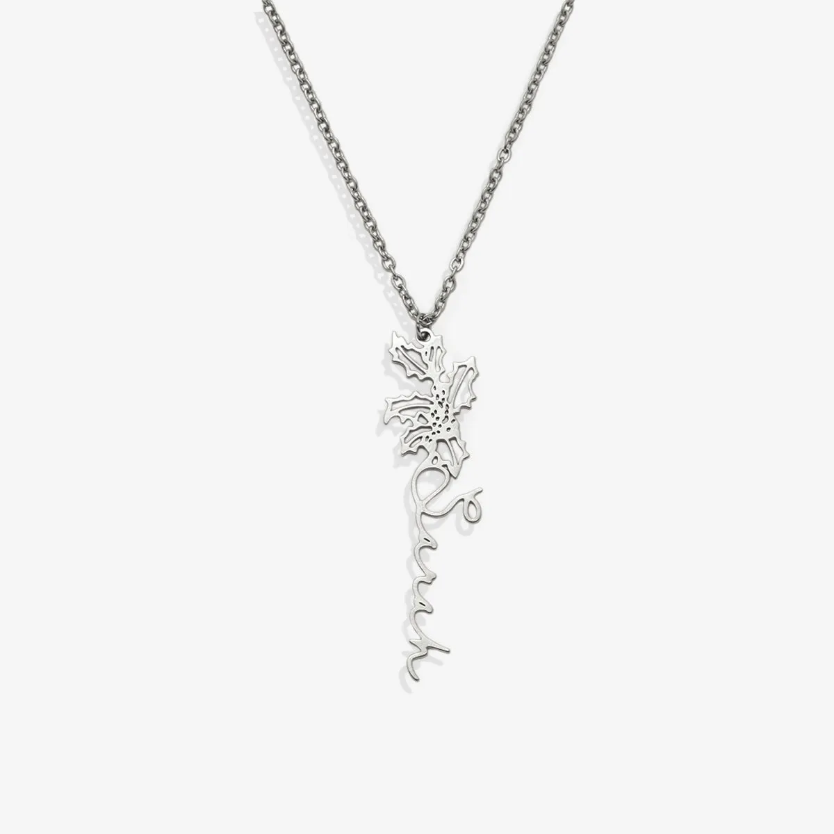 Sterling Silver Birth Flower Name Necklace