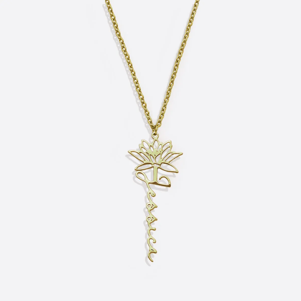 Sterling Silver Birth Flower Name Necklace