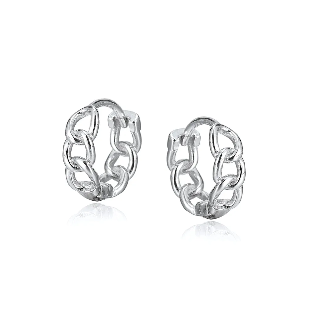 Sterling Silver Chain Huggie Earrings