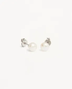 Sterling Silver Floating On Air Pearl Stud Earrings - 6mm