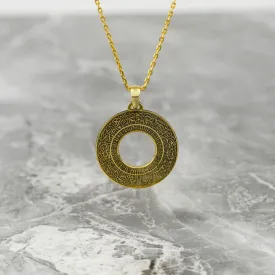 Surah Al Fatihah Circle Muslim Jewelry - 18K Gold Plated Silver Pendant