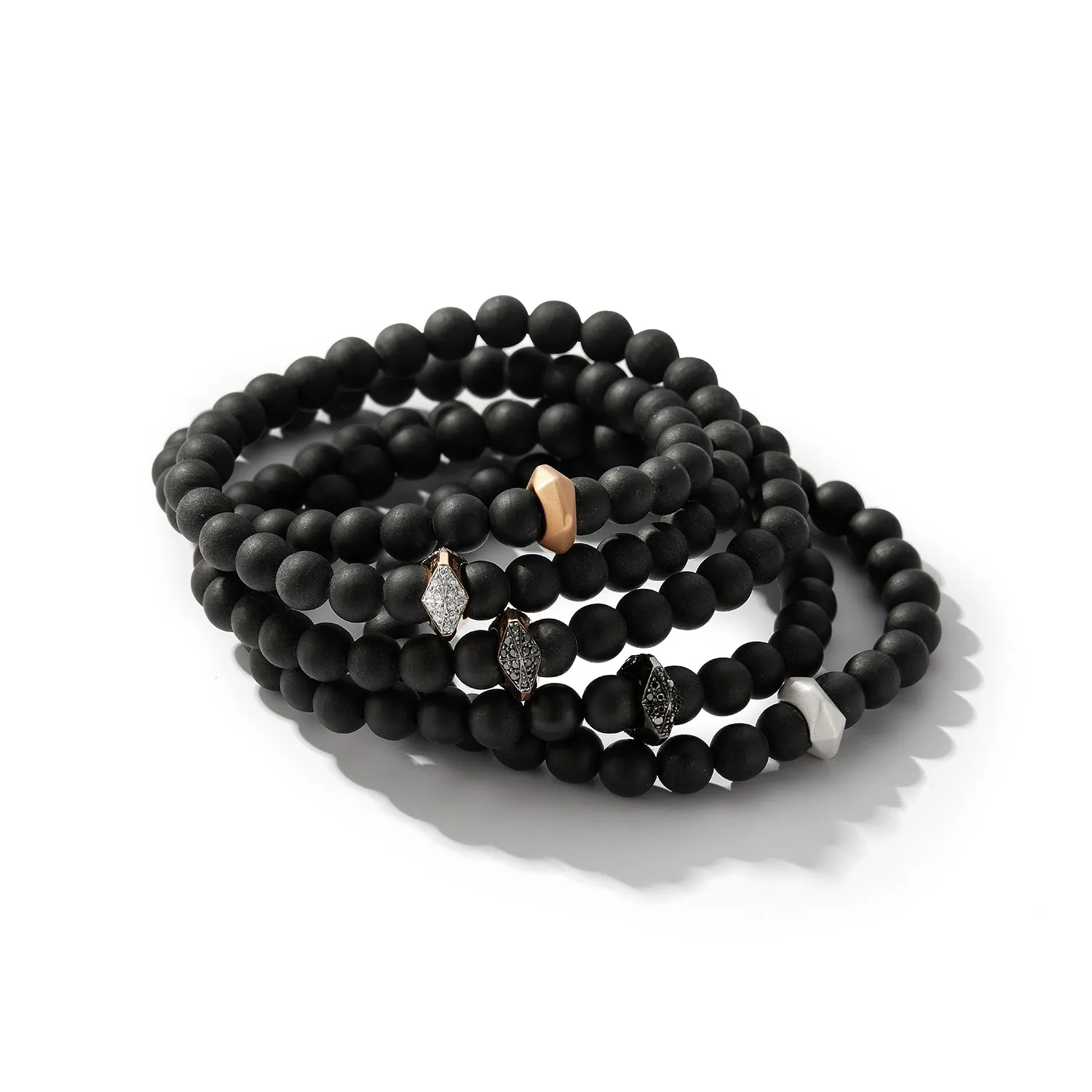 SYDNEY 18K ROSE GOLD, BLACK DIAMOND AND ONYX ORIGAMI BEADED BRACELET