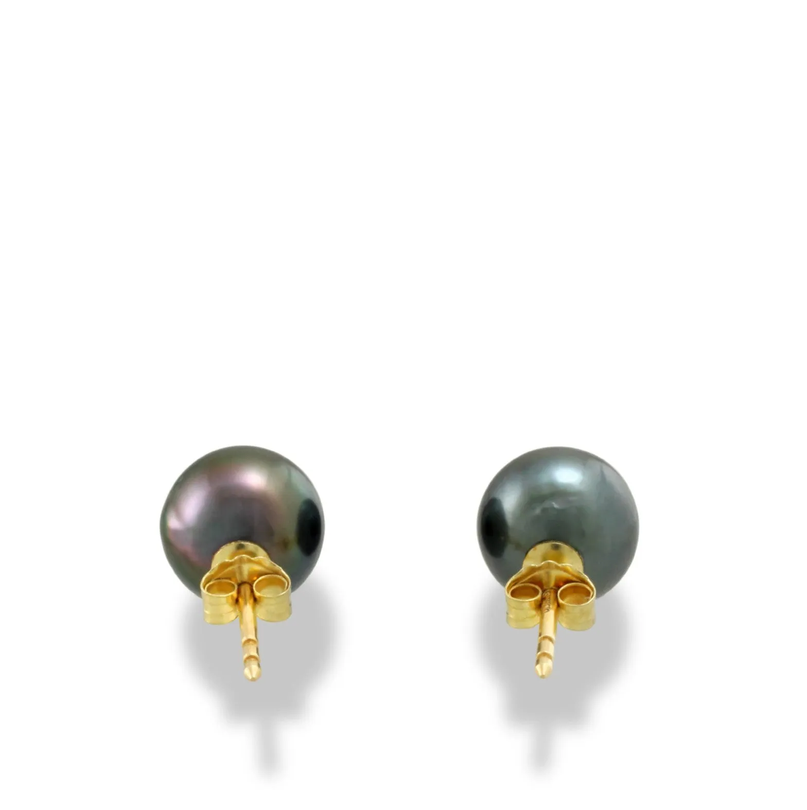 Tahitian pearl earrings - 18k yellow gold studs - EAYGPE00240