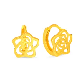 TAKA Jewellery 916 Gold Earrings Hoop Flower