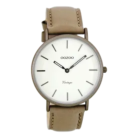 Taupe  watch with taupe leather strap