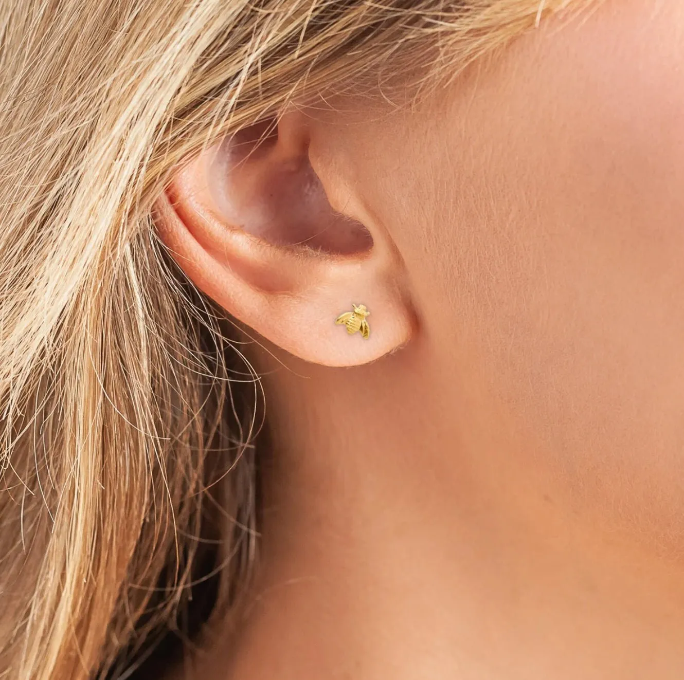 Tiny Honey Bee Stud Earrings