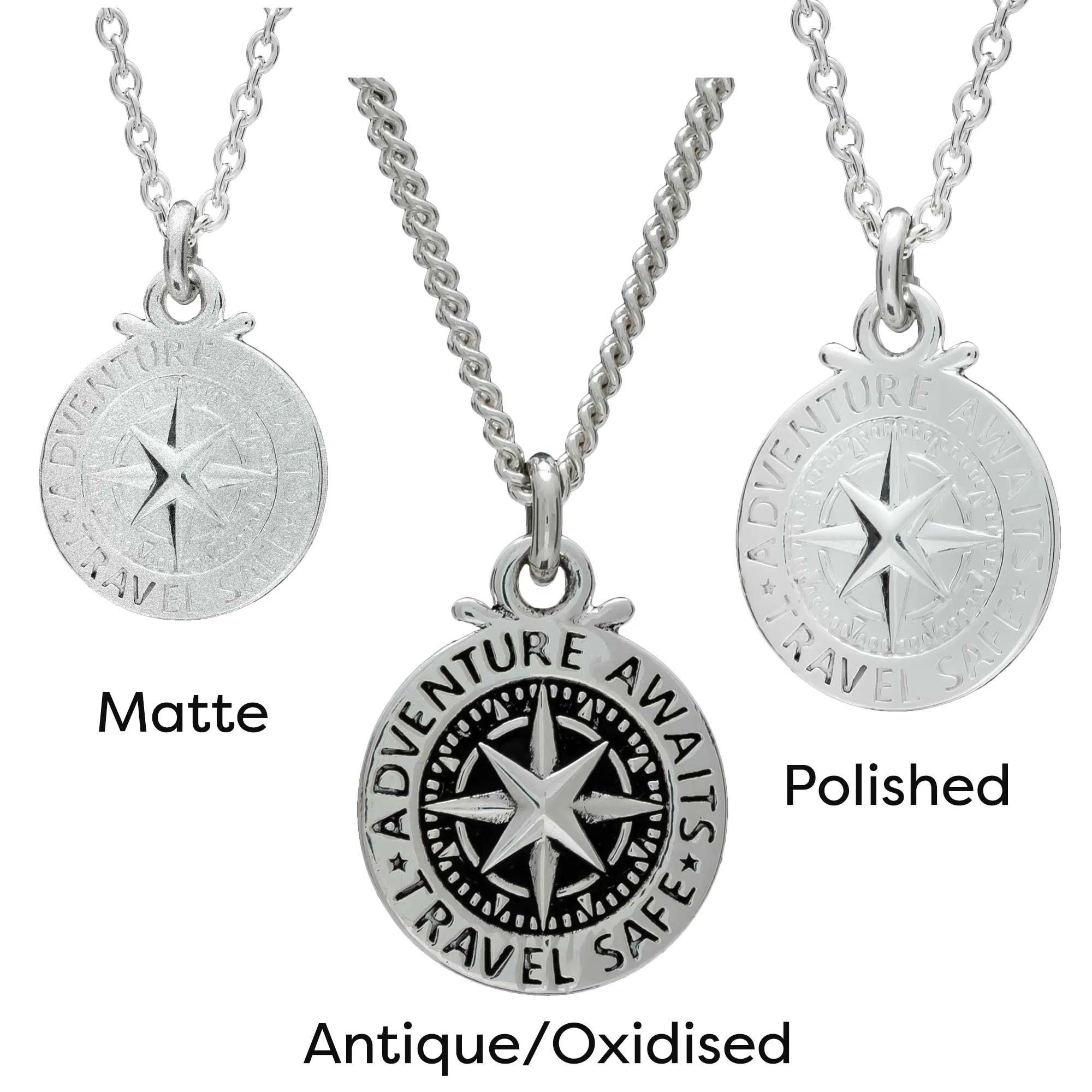 Travel Safe Compass Personalised Silver Charm