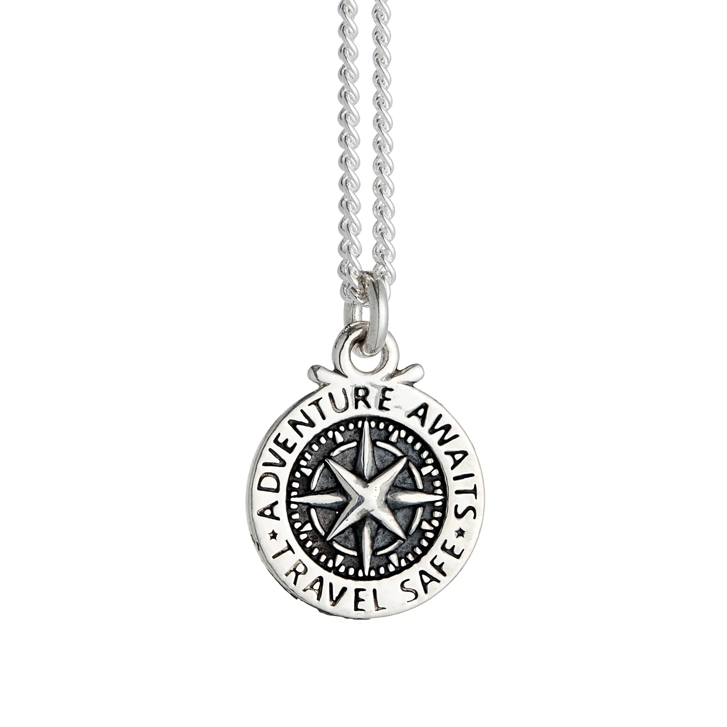 Travel Safe Compass Personalised Silver Charm