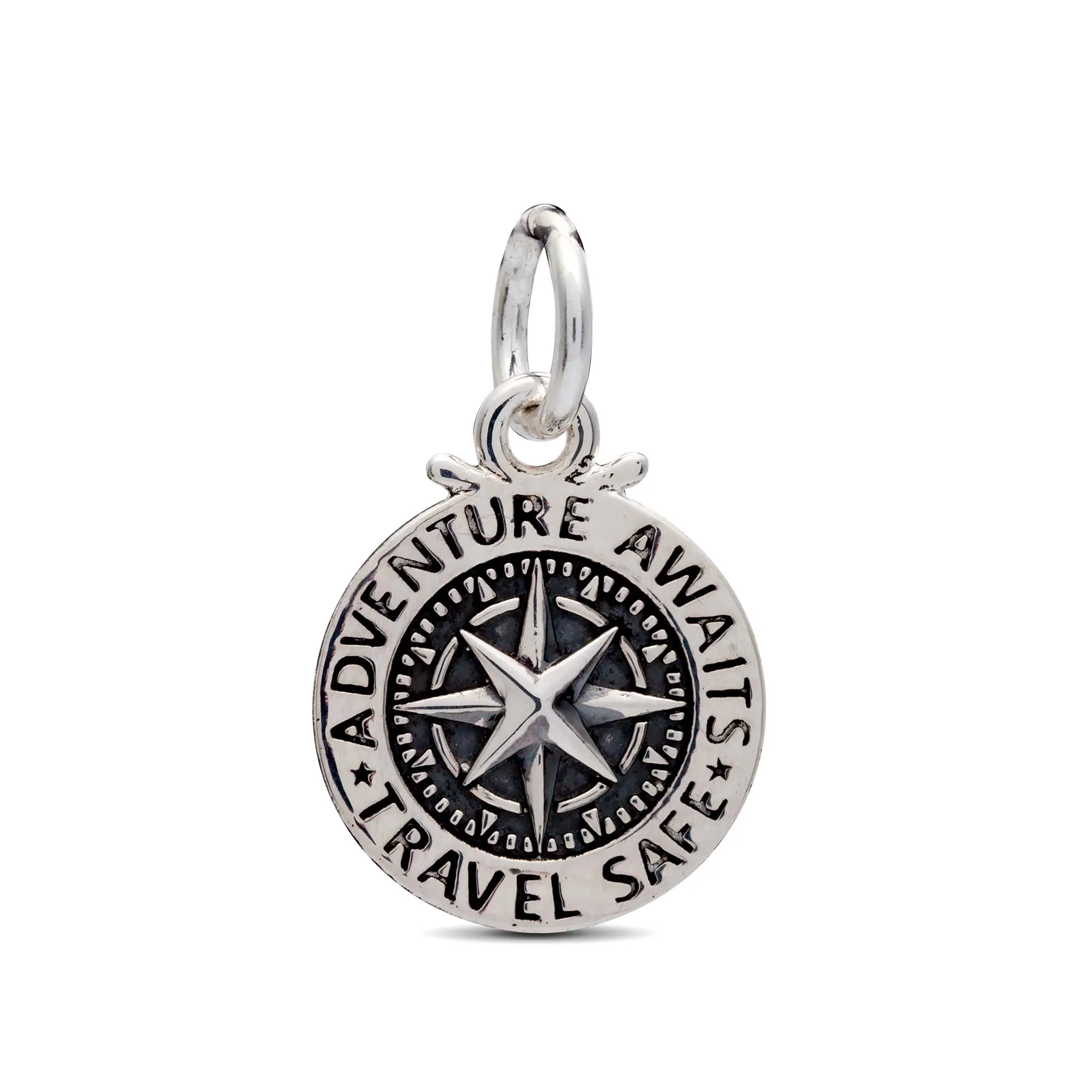 Travel Safe Compass Personalised Silver Charm