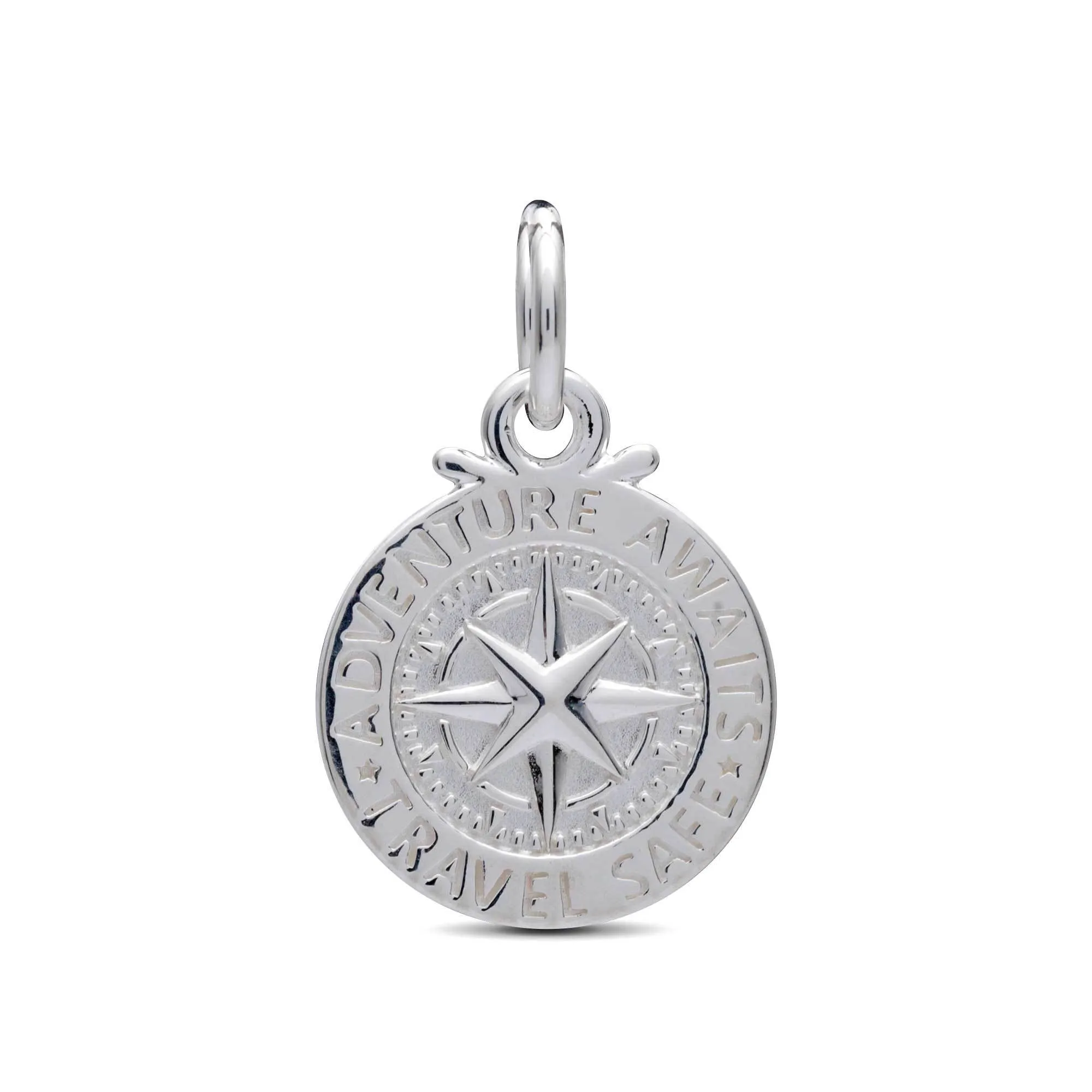 Travel Safe Compass Personalised Silver Charm