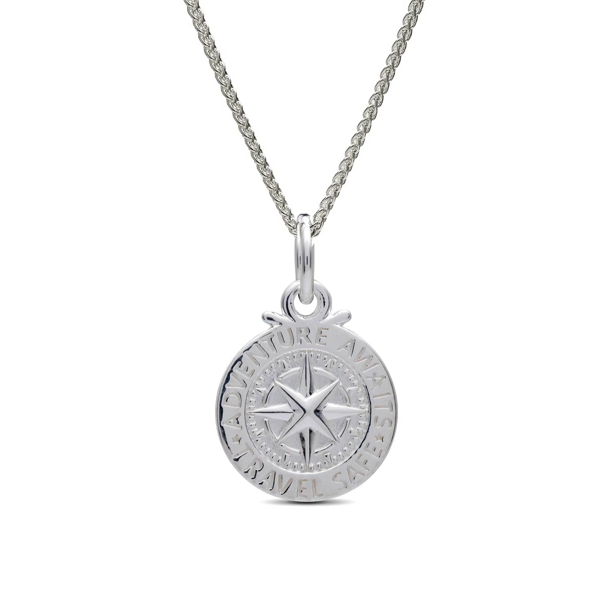 Travel Safe Compass Personalised Silver Charm