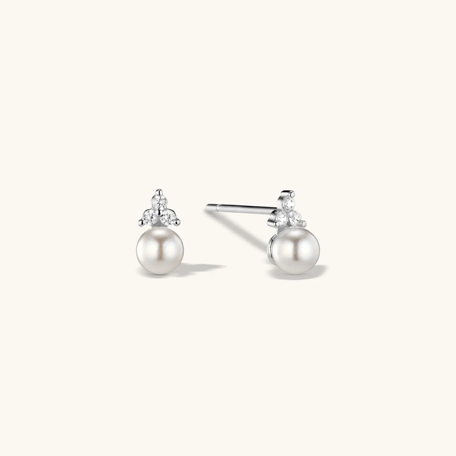 Trinity Pearl Studs in Silver