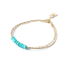 Turquoise Gold and Silk Bracelet