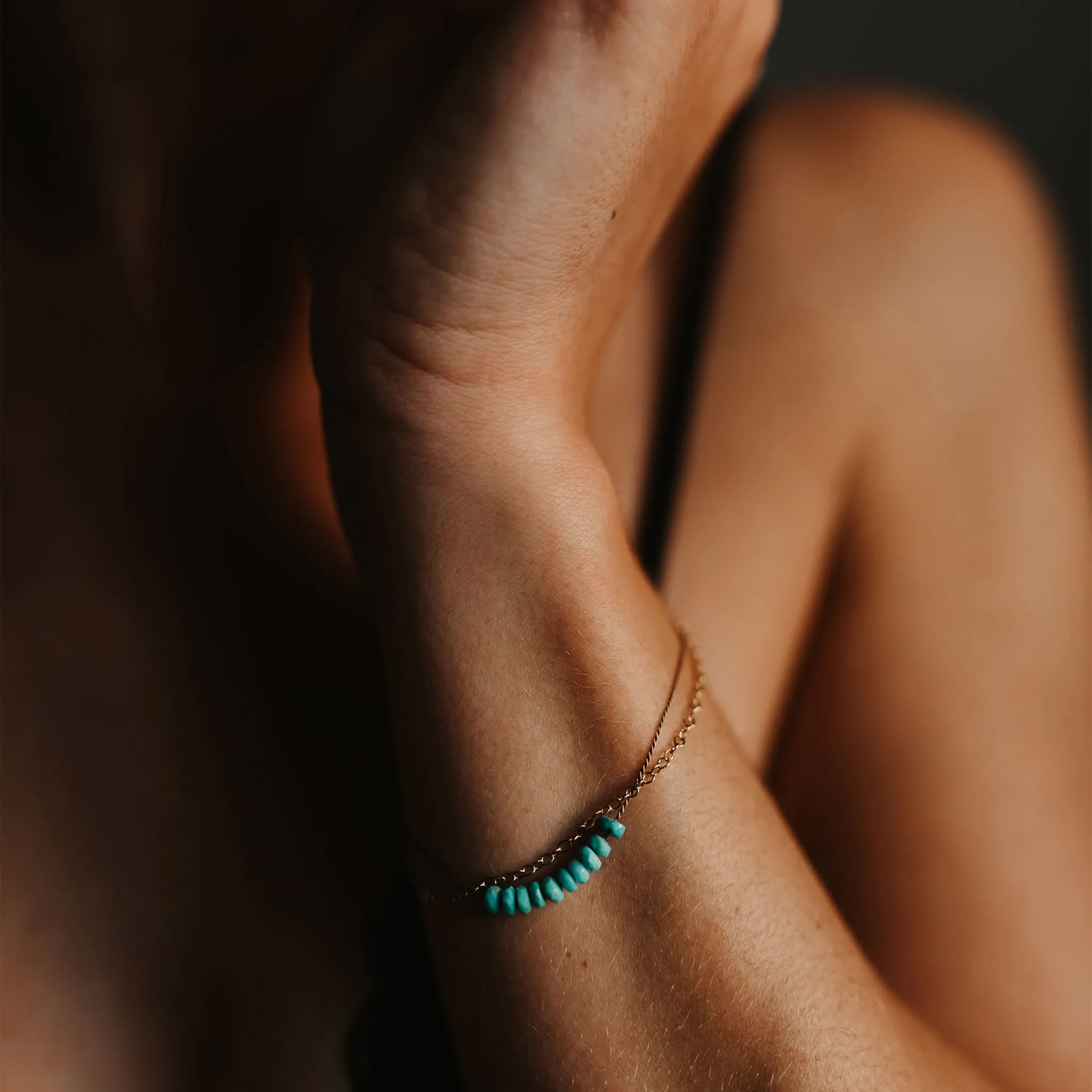 Turquoise Gold and Silk Bracelet