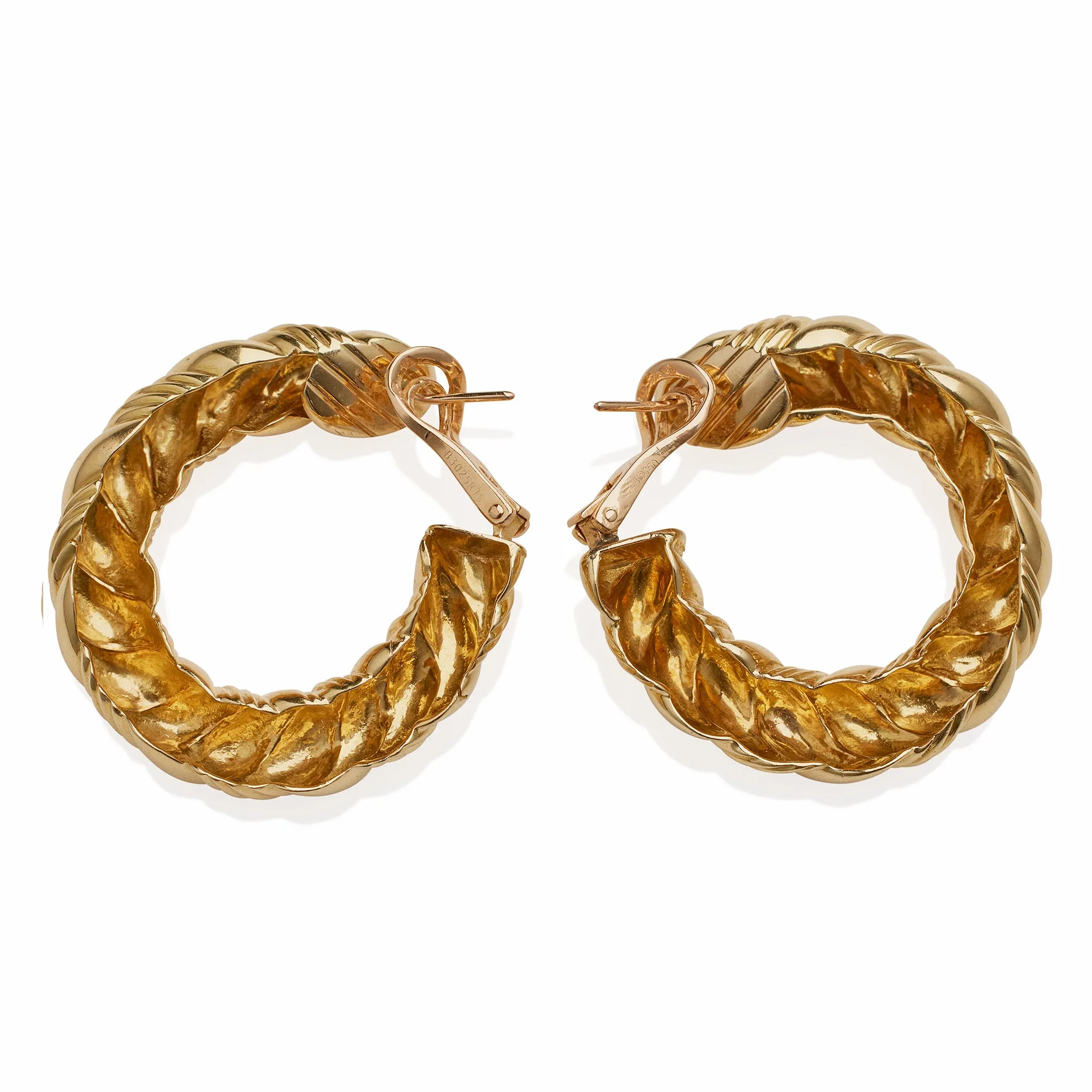 Van Cleef & Arpels Paris 18K Gold Twisted Hoop Earrings