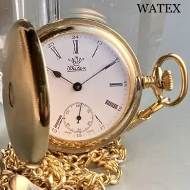 Watex Pocket Watch Antique with Chain Manual 44mm Vintage Watch Hunter Case