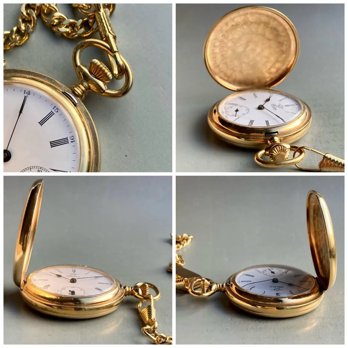 Watex Pocket Watch Antique with Chain Manual 44mm Vintage Watch Hunter Case