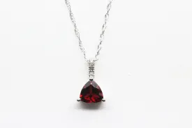 White Gold Trillion Garnet Necklace