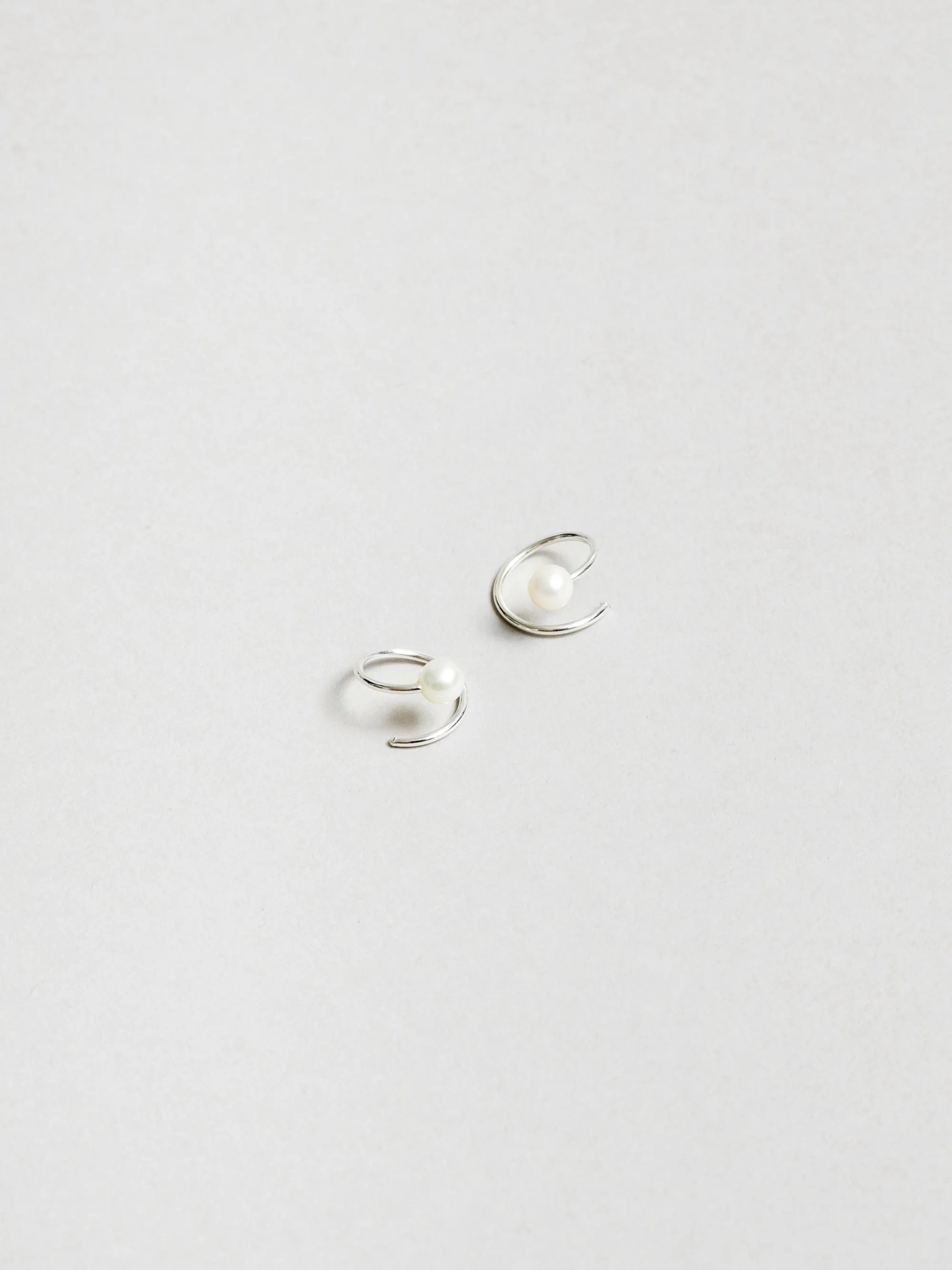 White Pearl Swirl Studs in Sterling Silver