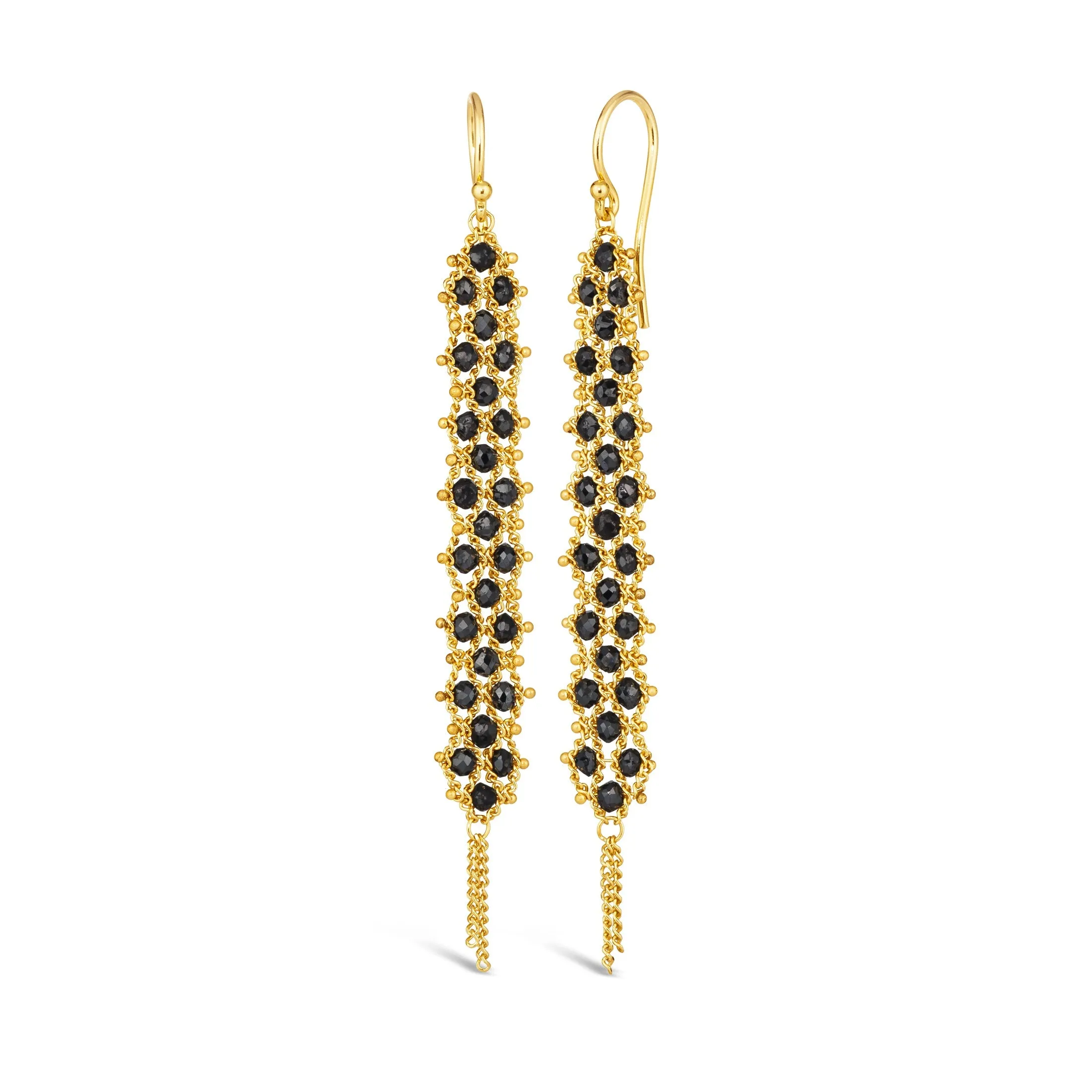 Woven Textile Earrings in Black Diamond