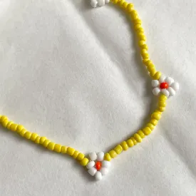 Yellow Daisy Bead Necklace