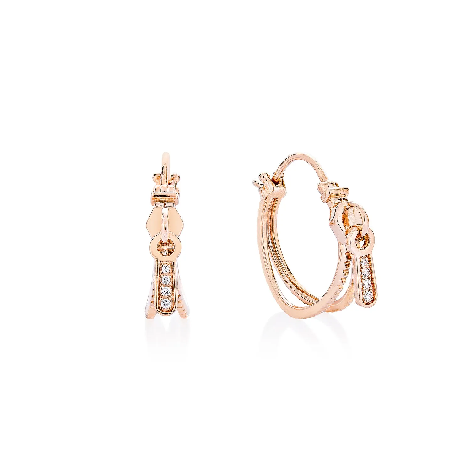 Zip Hoop Earrings - Pinkgold