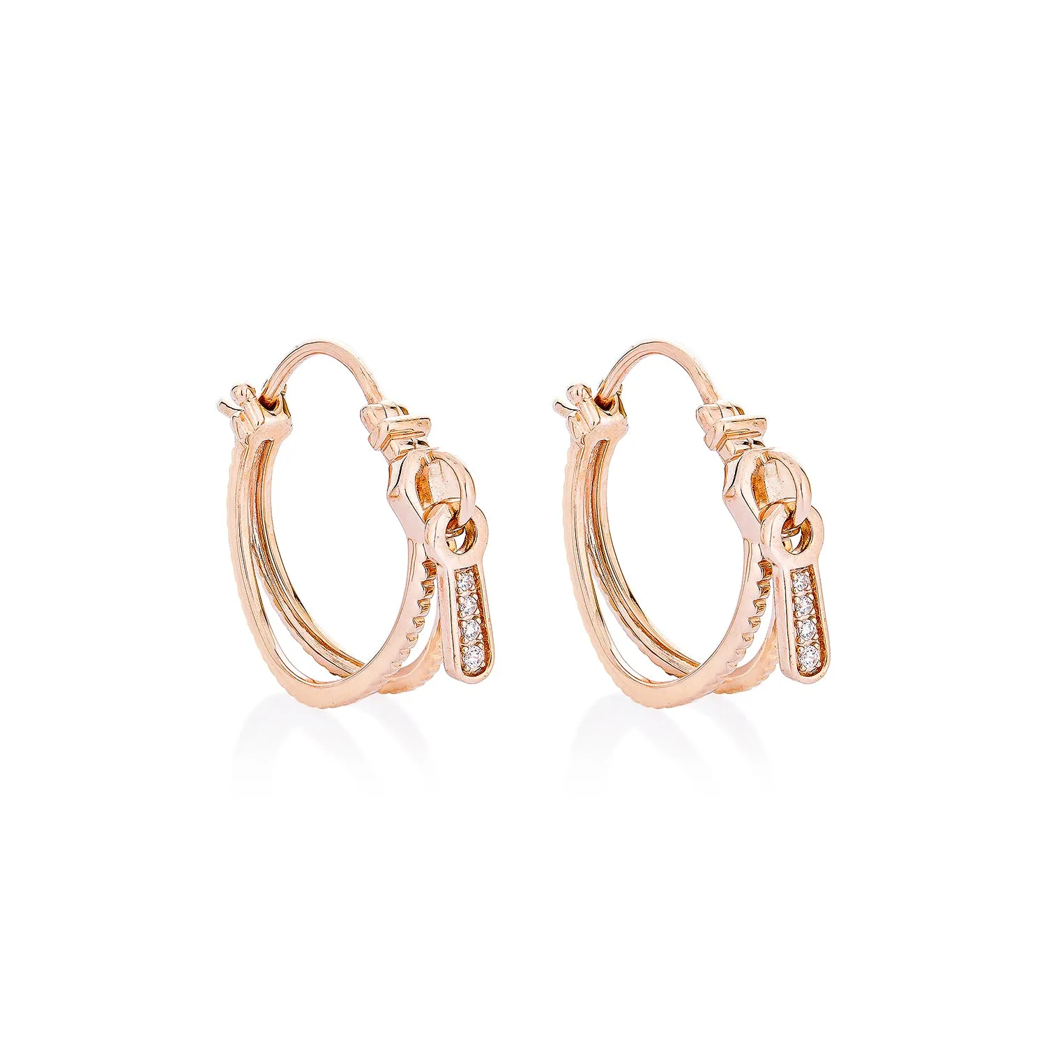 Zip Hoop Earrings - Pinkgold